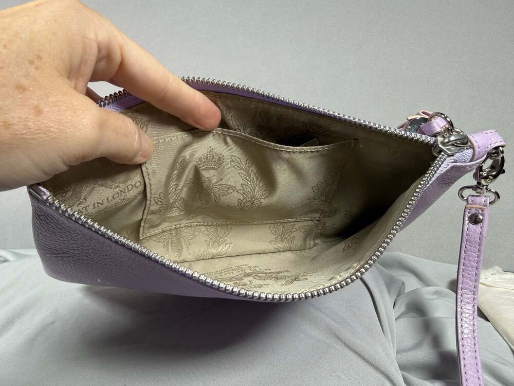 NWT My Flat In London Tell Me Yr Secrets Pouch Wristlet Lavender - Picture 9 of 14